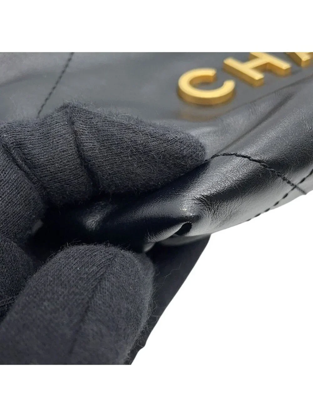 Chanel 22 Mini CC Logo Shiny Calf Leather 2-Way Shoulder Bag Black